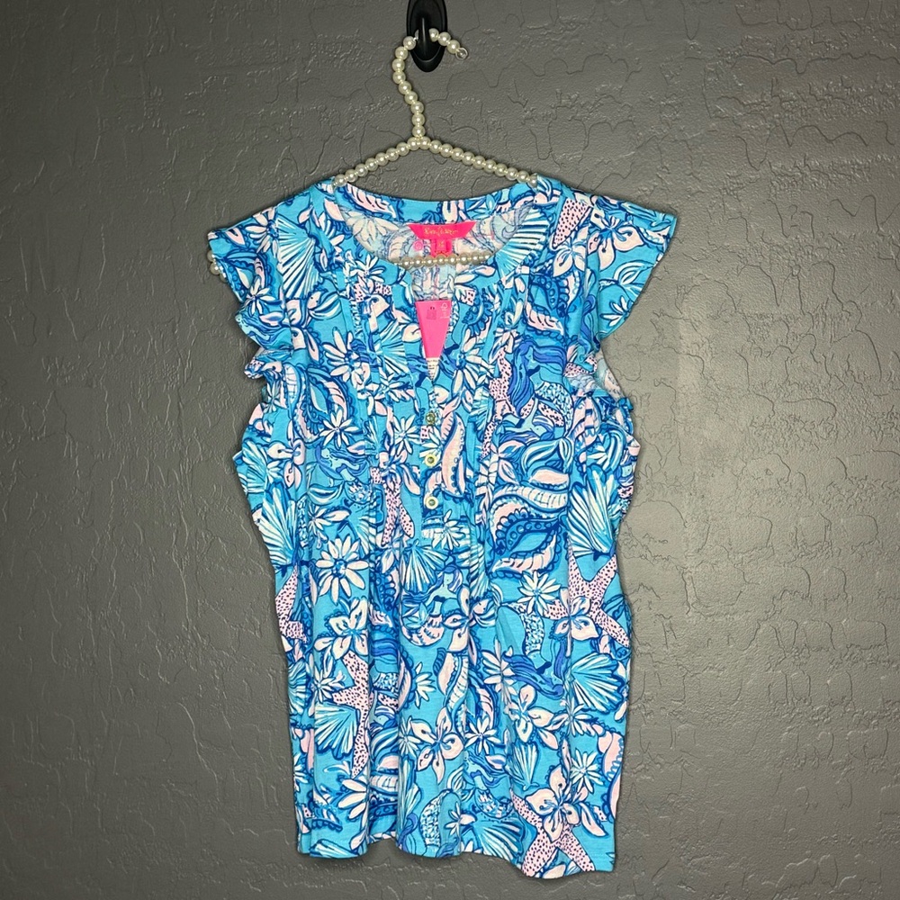 Lily Pulitzer Amalfi Blue Sounds of Sirens Top